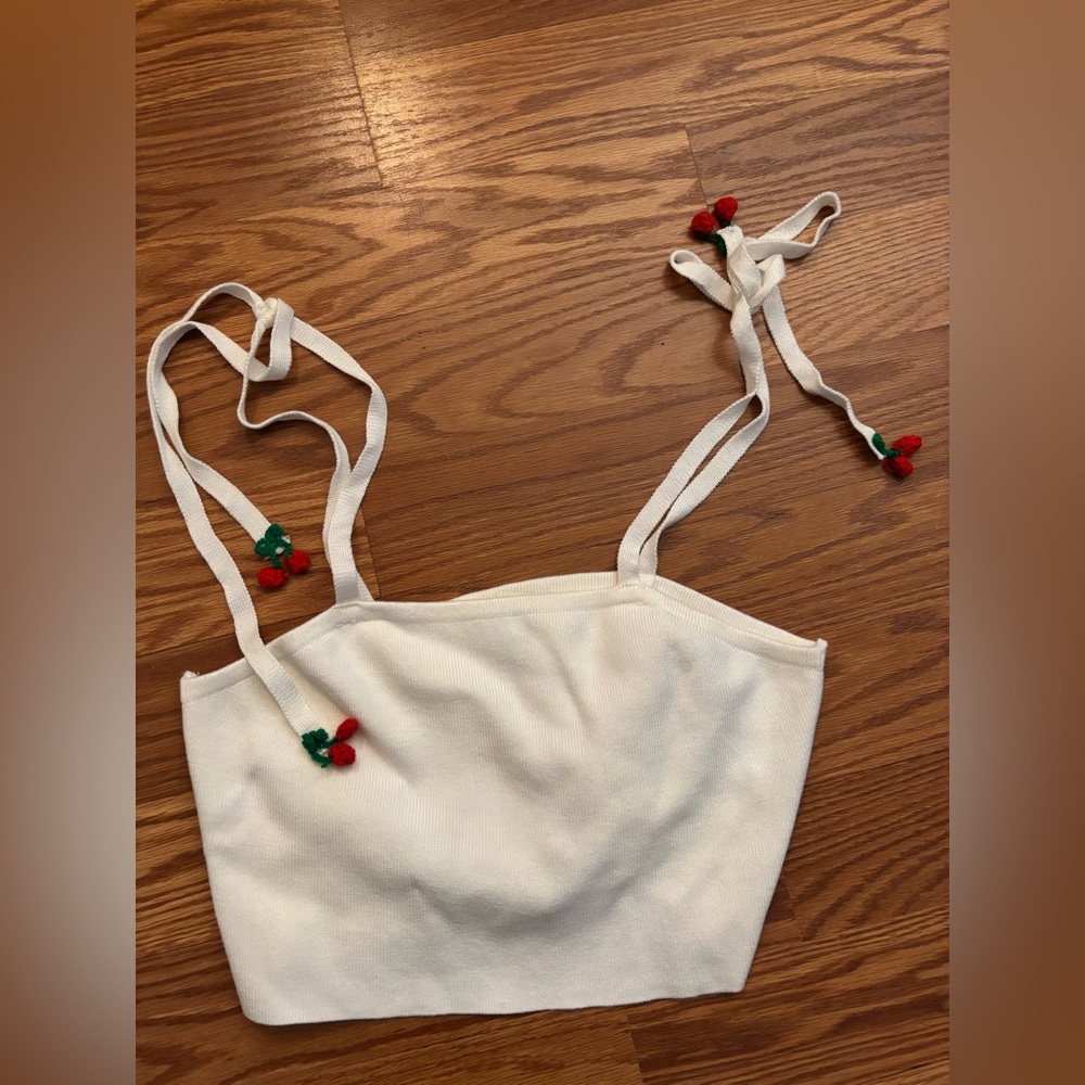 New with Tags Cropped Tank with Cherry Accents